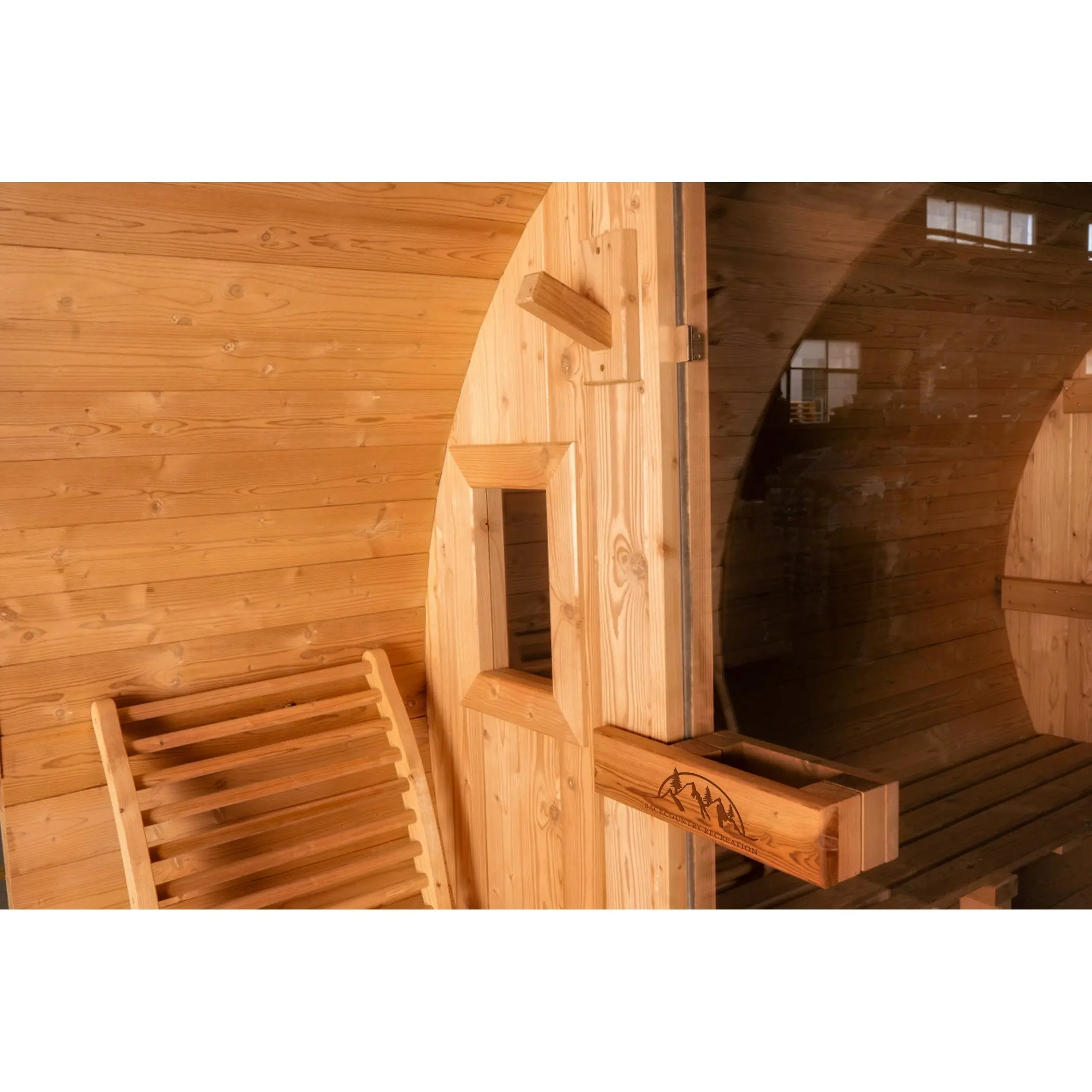 8 FT Classic Thermowood Barrel Sauna with Porch - 4-6 Person - Image 10
